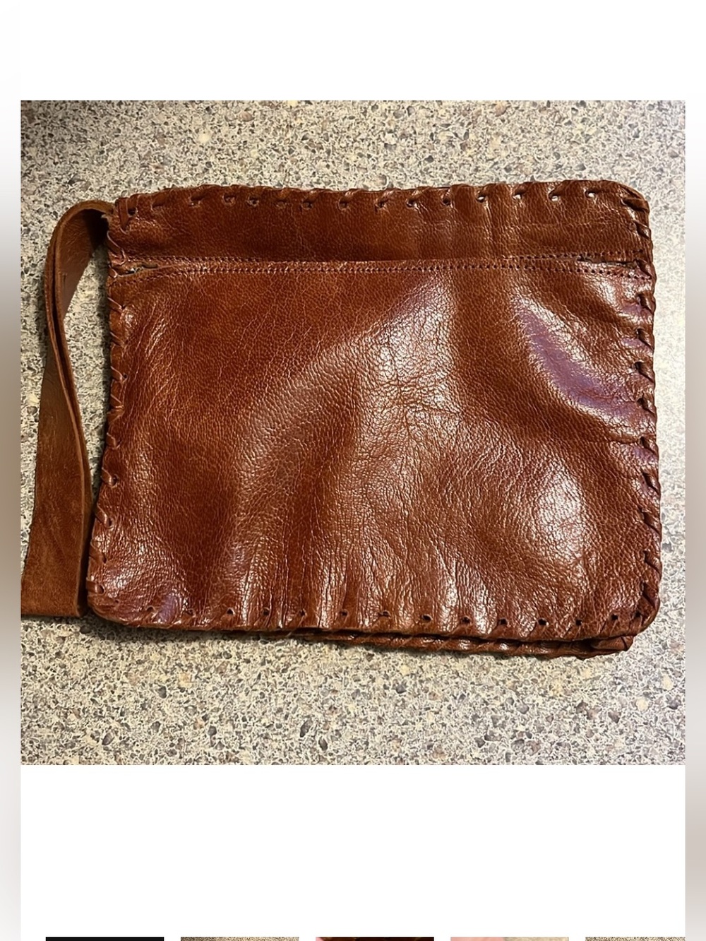 Vintage brown Leather Men's /women’s Wristlet pouch clutch bag.